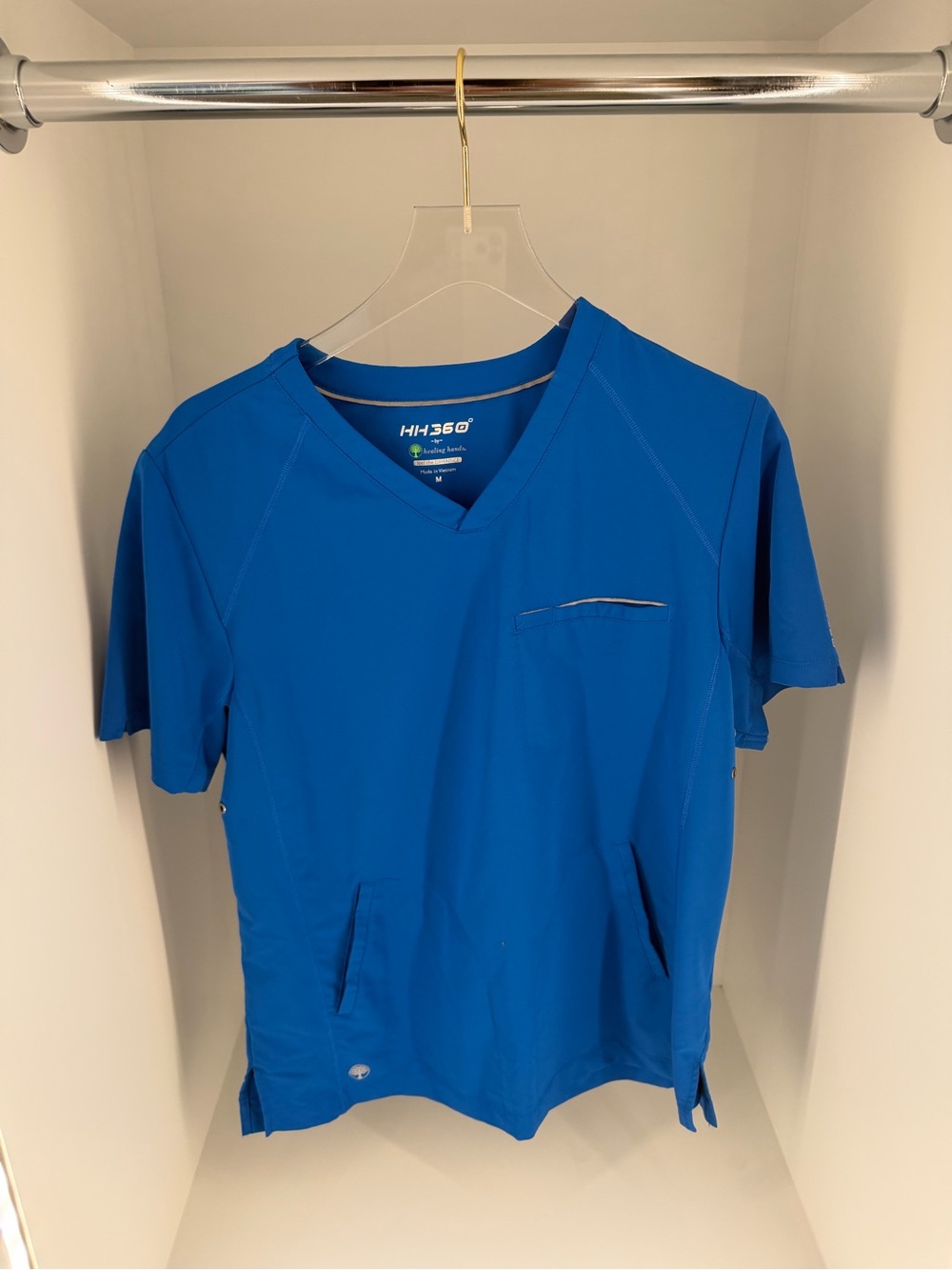 Healing Hands 360 Bright Blue V-Neck Scrub Top Mens Medium